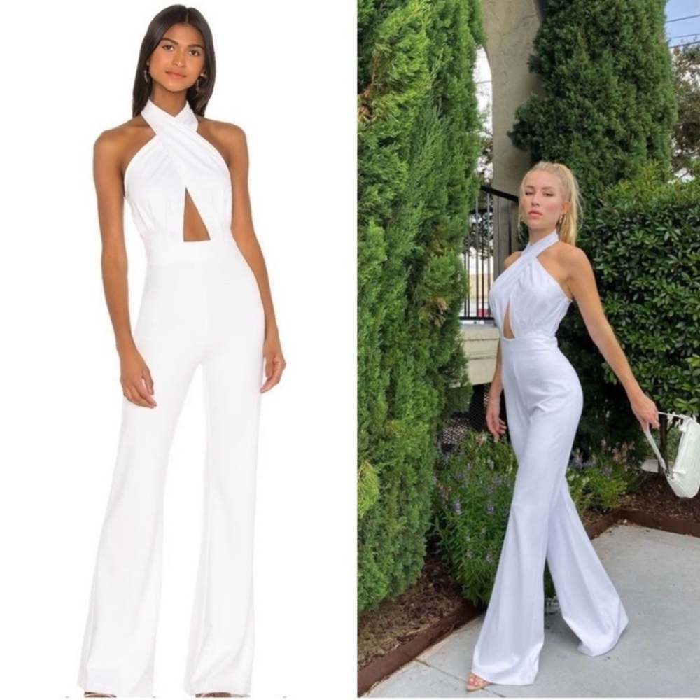 Amanda Uprichard White Halter Jumpsuit